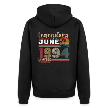 29. Geburtstag Juni Jahrgang 1994 Legendary - Unisex Premium Bio Zip Hoodie - Schwarz - Hinten - Nico (187cm)