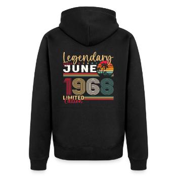 55ème Anniversaire Juin Millésime 1968 Légendaire - Veste à capuche bio Premium Unisexe - noir - Dos - Nico (187cm)