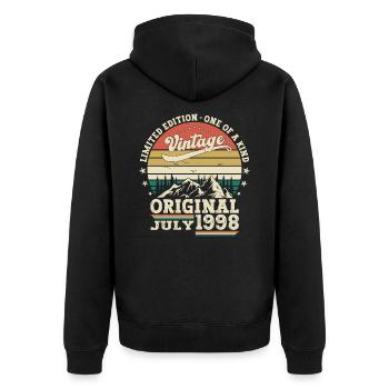 25th Birthday Man Original July Vintage 1998 - Unisex Premium Organic Zip Hoodie - black - Back - Nico (187cm)