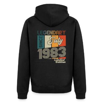 40th Birthday Man Born In July Vintage 1983 - Unisex Premium Organic Zip Hoodie - black - Back - Nico (187cm)