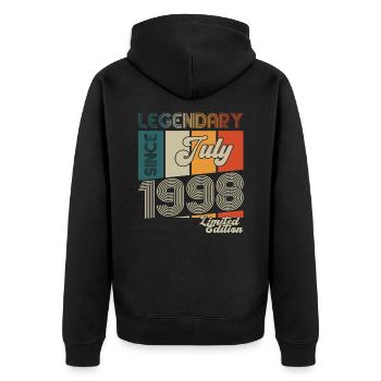 25th Birthday Man Born In July Year 1998 - Unisex Premium Organic Zip Hoodie - black - Back - Nico (187cm)