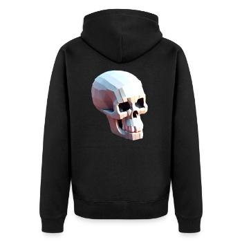 Happy Skull - Unisex Premium Bio Zip Hoodie - Schwarz - Hinten - Nico (187cm)