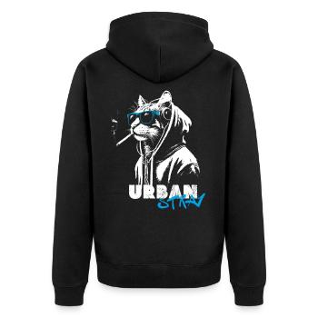 La ville est ma maison - Urban Stray - Veste à capuche bio Premium Unisexe - noir - Dos - Nico (187cm)