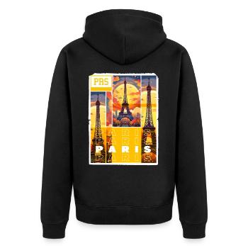 Paris, Eiffel Tower, France, City, Skyline, Art - Unisex Premium Organic Zip Hoodie - black - Back - Nico (187cm)