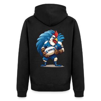 Rugby France Rooster Rugby Ball Player Sports Fan - Unisex Premium Organic Zip Hoodie - black - Back - Nico (187cm)