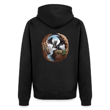 Drache - Unisex Premium Bio Zip Hoodie - Schwarz - Hinten - Nico (187cm)