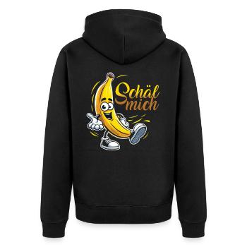 Coole Banane: Schäl mich! - Unisex Premium Bio Zip Hoodie - Schwarz - Hinten - Nico (187cm)