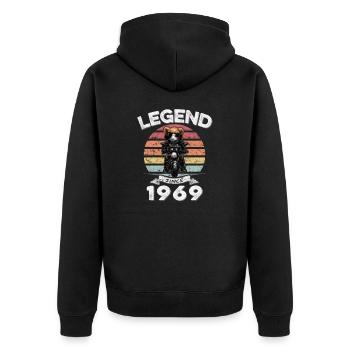 1969 anniversaire légende depuis le coucher du soleil Teddy - Veste à capuche bio Premium Unisexe - noir - Dos - Nico (187cm)