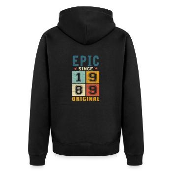 1989 Geburtstag Epic since - Unisex Premium Bio Zip Hoodie - Schwarz - Hinten - Nico (187cm)