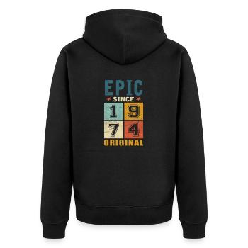 1974 Anniversaire épique depuis - Veste à capuche bio Premium Unisexe - noir - Dos - Nico (187cm)