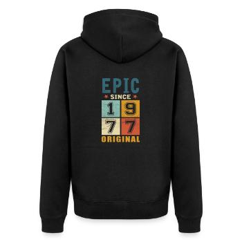 1977 Birthday Epic since - Unisex Premium Organic Zip Hoodie - black - Back - Nico (187cm)