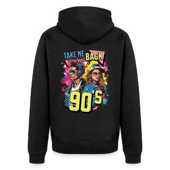 90s 90s Music Colorful Party Carnival Costume - Unisex Premium Organic Zip Hoodie - black - Back - Nico (187cm)