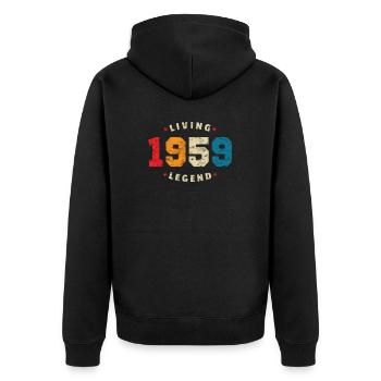 1959 anniversaire rétro légende vivante - Veste à capuche bio Premium Unisexe - noir - Dos - Nico (187cm)