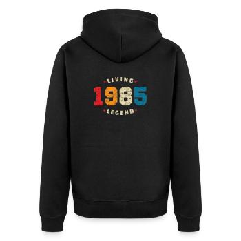 1985 anniversaire rétro légende vivante - Veste à capuche bio Premium Unisexe - noir - Dos - Nico (187cm)