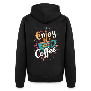 Kaffee Kaffeeliebhaber Kaffeetasse Koffein Getränk - Unisex Premium Bio Zip Hoodie - Schwarz - Hinten - Nico (187cm)