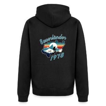 1978 Birthday Sauerländer Original Retro Sunset - Unisex Premium Organic Zip Hoodie - black - Back - Nico (187cm)