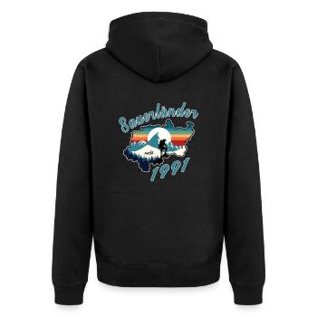 1991 anniversaire Sauerländer Original Retro Sunset - Veste à capuche bio Premium Unisexe - noir - Dos - Nico (187cm)
