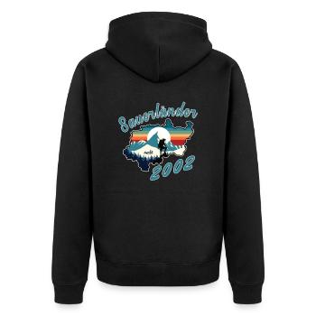 2002 anniversaire Sauerländer Original Retro Sunset - Veste à capuche bio Premium Unisexe - noir - Dos - Nico (187cm)