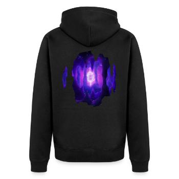 Mystic Cave Aquarellmalerei - Unisex Premium Bio Zip Hoodie - Schwarz - Hinten - Nico (187cm)