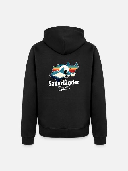 Sauerländer Original Retro Sunset - Unisex Premium Organic Zip Hoodie - black