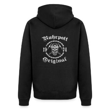 1974 Geburtstag Ruhrpott Original Schädel - Unisex Premium Bio Zip Hoodie - Schwarz - Hinten - Nico (187cm)