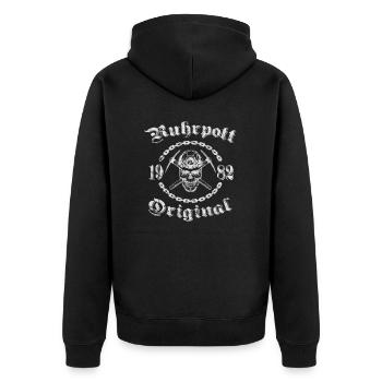 1982 Geburtstag Ruhrpott Original Schädel - Unisex Premium Bio Zip Hoodie - Schwarz - Hinten - Nico (187cm)