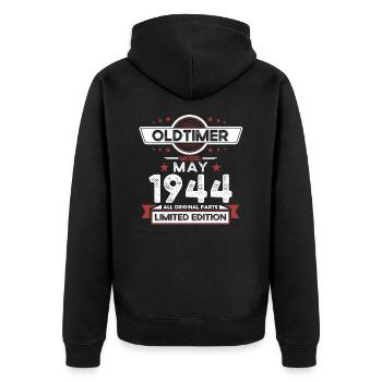 80e anniversaire homme Vintage Mai Vintage 1944 - Veste à capuche bio Premium Unisexe - noir - Dos - Nico (187cm)