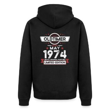 50th Birthday Man Vintage May Vintage 1974 - Unisex Premium Organic Zip Hoodie - black - Back - Nico (187cm)
