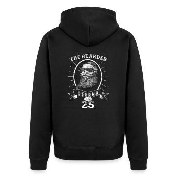 The bearded Legend is 25 - Unisex Premium Organic Zip Hoodie - black - Back - Nico (187cm)