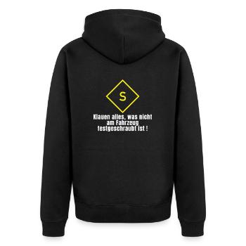 Schlauchtrupp Feuerwehr taktische Zeichen - Unisex Premium Bio Zip Hoodie - Schwarz - Hinten - Nico (187cm)