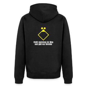 Gruppenführer Feuerwehr taktische Zeichen - Unisex Premium Bio Zip Hoodie - Schwarz - Hinten - Nico (187cm)