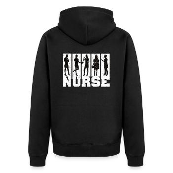Nurse Krankenschwester Spruch Statement Beruf - Unisex Premium Bio Zip Hoodie - Schwarz - Hinten - Nico (187cm)