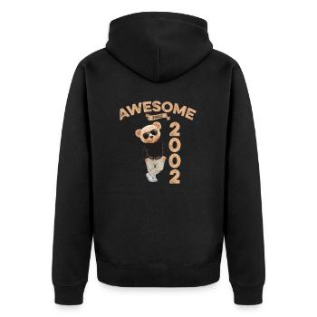 2002 Geburtstag Cool Teddy Bär Awesome since - Unisex Premium Bio Zip Hoodie - Schwarz - Hinten - Nico (187cm)