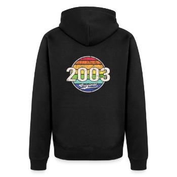2003 Anniversaire Année Original - Veste à capuche bio Premium Unisexe - noir - Dos - Nico (187cm)