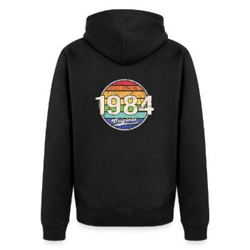 1984 Anniversaire Année Original - Veste à capuche bio Premium Unisexe - noir - Dos - Nico (187cm)