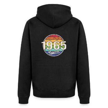 1965 Geburtstag Year Original - Unisex Premium Bio Zip Hoodie - Schwarz - Hinten - Nico (187cm)