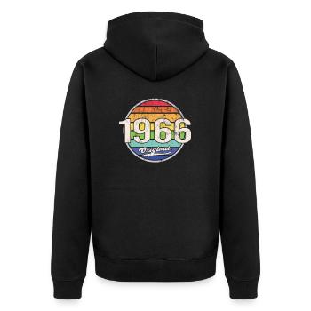 1966 Geburtstag Year Original - Unisex Premium Bio Zip Hoodie - Schwarz - Hinten - Nico (187cm)