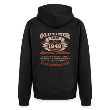 Vintage June 1949 Vintage 1949 Birthday 1949 - Unisex Premium Organic Zip Hoodie - black - Back - Nico (187cm)