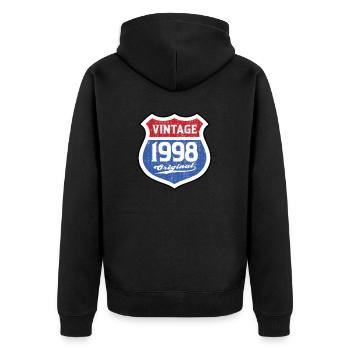 1998 Geburtstag Route Vintage Original - Unisex Premium Bio Zip Hoodie - Schwarz - Hinten - Nico (187cm)