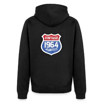 1964 Geburtstag Route Vintage Original - Unisex Premium Bio Zip Hoodie - Schwarz - Hinten - Nico (187cm)