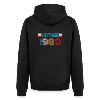 Millésime anniversaire des années 1980 - Veste à capuche bio Premium Unisexe - noir - Dos - Nico (187cm)