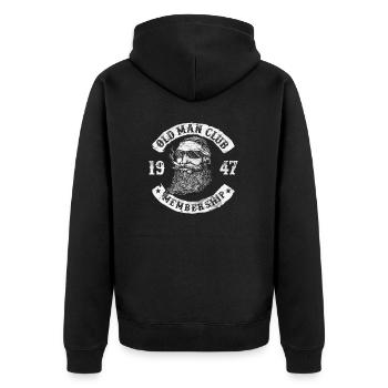 1947 Geburtstag Old Man Club since - Unisex Premium Bio Zip Hoodie - Schwarz - Hinten - Nico (187cm)