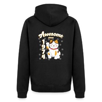 1974 Anniversaire Génial depuis Chat Maneki neko - Veste à capuche bio Premium Unisexe - noir - Dos - Nico (187cm)