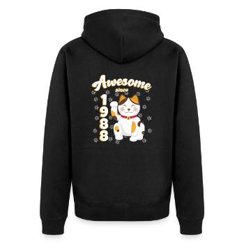 1988 Birthday Awesome since Cat Maneki neko - Unisex Premium Organic Zip Hoodie - black - Back - Nico (187cm)