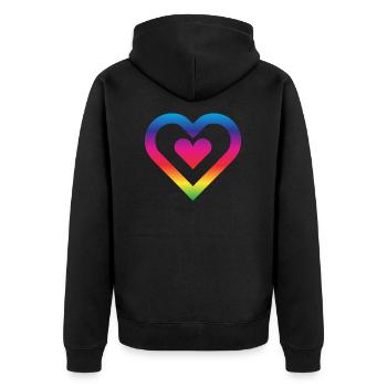 Cœur arc-en-ciel Homosexualité Amour LGBT - Veste à capuche bio Premium Unisexe - noir - Dos - Nico (187cm)