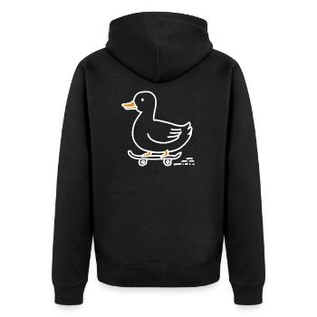 Drôle de canard sur un skateboard pour les skateurs - Veste à capuche bio Premium Unisexe - noir - Dos - Nico (187cm)