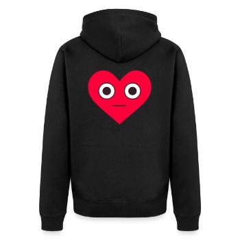 Rotes Herz Gesicht Valentinstag Liebe - Unisex Premium Bio Zip Hoodie - Schwarz - Hinten - Nico (187cm)