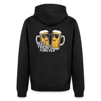 Zwei lustige Bierkrüge mit Sonnenbrille Bier - Unisex Premium Bio Zip Hoodie - Schwarz - Hinten - Nico (187cm)