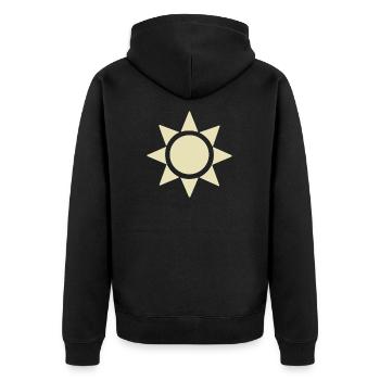 Abstrakte Sonne Sonnenschein Abstrakte Kunst - Unisex Premium Bio Zip Hoodie - Schwarz - Hinten - Nico (187cm)