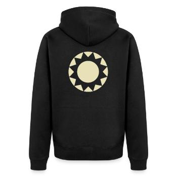 Abstrakte Sonne Sonnenschein Abstrakte Kunst - Unisex Premium Bio Zip Hoodie - Schwarz - Hinten - Nico (187cm)